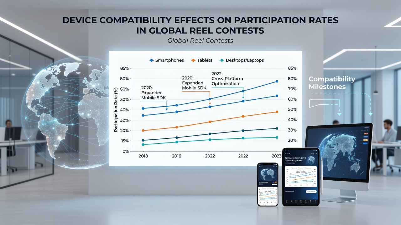 Graph illustrating participation rate changes based on device support levels in international slot events