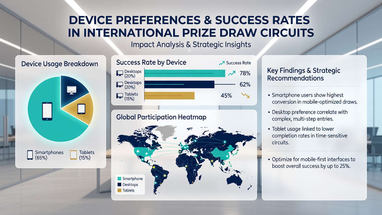 Comparison chart illustrating success rate variations between mobile and desktop users in prize draw leaderboards