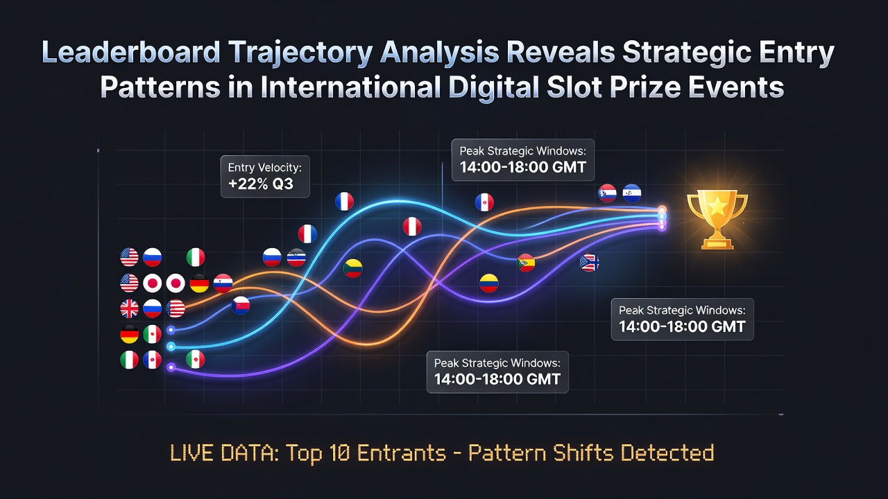 Analysis of digital slot prize event leaderboards showing entry timing and trajectory patterns across multiple international platforms