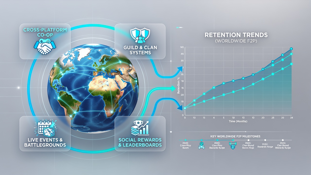 Analytics dashboard displaying retention trends linked to multiplayer features in international reel competitions